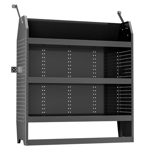 DINWORK 3-Shelf Van Shelving System Steel Easy Snap Mounting Cargo Storage Rack Adjustable 32 W x 43 H x 13 D for Ford Transit Connect RAM ProMaster City NV200