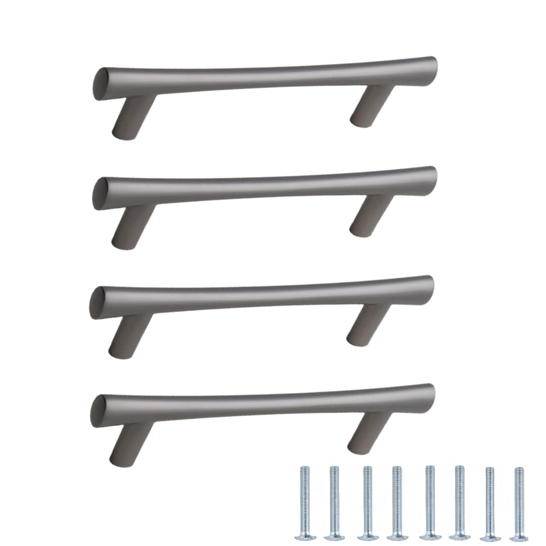 NLQCSXWEP Zinc Alloy Cabinet Bow Handle, Zinc Alloy Cabinet Handles 4 pcs Gray Multiple Sizes Single Hole(9020-96mm)