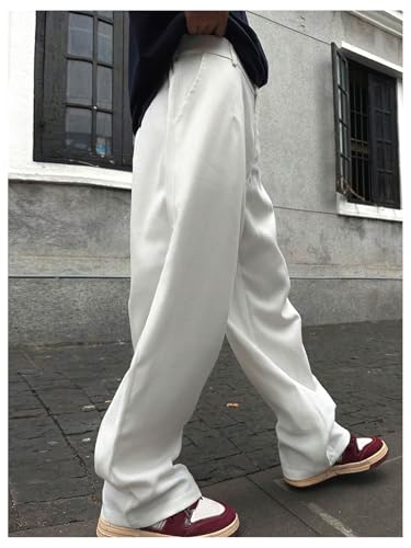 OYOANGLE Men's Straight Leg Pleated Trousers Zipper Fly Pockets Business Casual Pants Work Office Slacks2