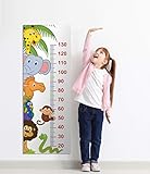 Installation facile. MEGADECOR Mesureur de hauteur pour enfant, imprimé en PVC avec animaux de la jungle qui comprennent un lion, un éléphant, un paon royal et un chameau