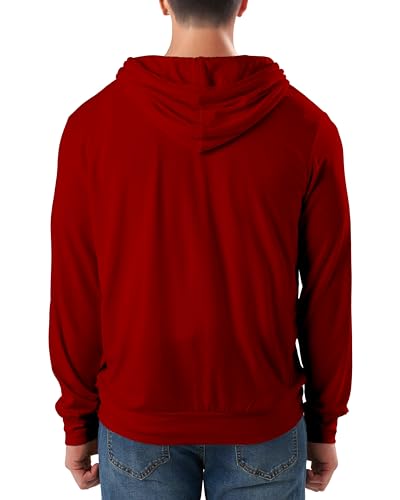 Ohoo Mens Lightweight Soft Fleece Lined Zip Up Hoodie with Pockets Long Sleeve Super Thin Slim Fit Hooded Sweatshirt4