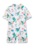Sanetta Kinder UV Schwimmanzug Off-White Dschungel | Praktischer und schützender Schwimmanzug aus Polyamid-Mix für Mädchen. Bademode für Kinder
