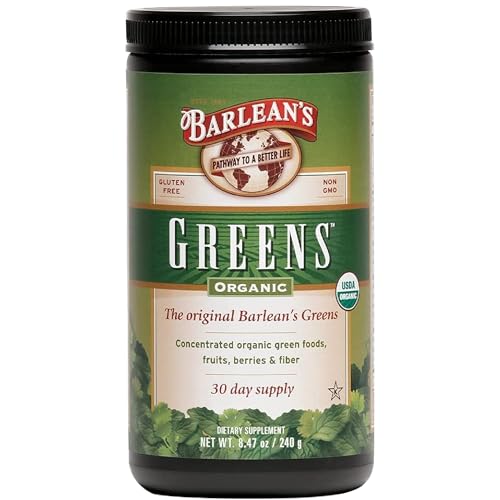 Barlean's Organic Greens Powder, Daily Fruit and Vegetable Superfood Supplement