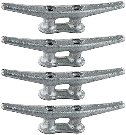Rolasm Boat Cleats 4in,6in,8in,Rope Cleat Galvanized Cast Iron Dock Cleat for Marine or Decorative Applications 4PACK (4 INCH-4PCS)