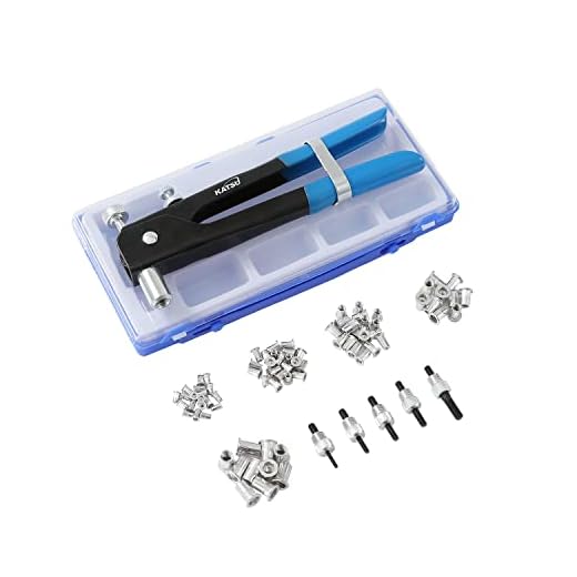 KATSU Kit de Pistola Remachadora de Tuercas de Mano 86 Piezas Remachadora Manual Tuercas de Remache Roscado M3 M4 M5 M6 M8 para Automóviles Remolques Tableros Eléctricos y Otras Aplicaciones 405552