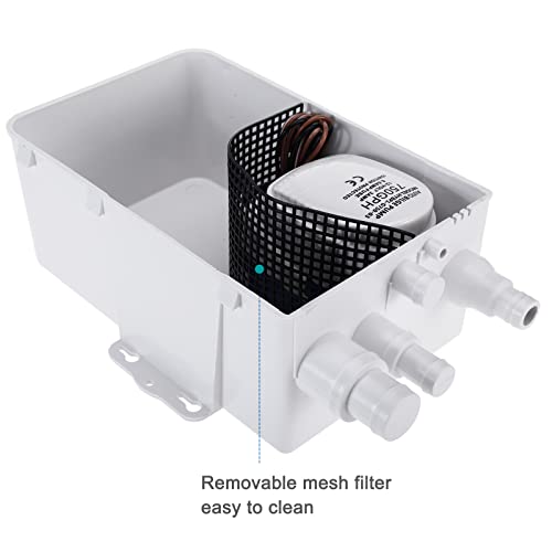 Erfo 12V 750GPH Shower Sump Pump System,MultiPort Inlet Marine Boat