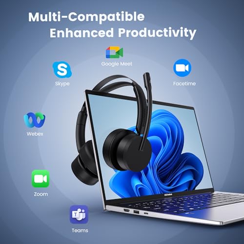 Wireless Headset with Mic for Work, Bluetooth Headset with Microphone for PC, Noise Cancelling Headphones with Mic Mute Button & USB for Call Center/Office/Home/Computer/Laptop/Cell Phones/Teams/Zoom - image 8