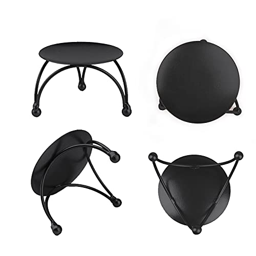 Black Candle Holder, Dedoot Set Of 3 Iron Pillar Candle Plate Small-2.5Inch Decorative Decorative Small Candle Stick Holder Fit Led & Wax Candles, Pedestal Candle Stand For Tables, Wedding #TOP2