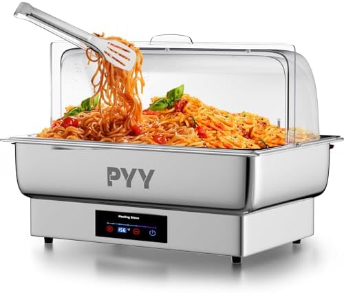 PYY Electric Chafing Dish Full Size Stainless Steel Chafer,Temperature Control, Chafing Dish Buffet Set for Catering,Buffets