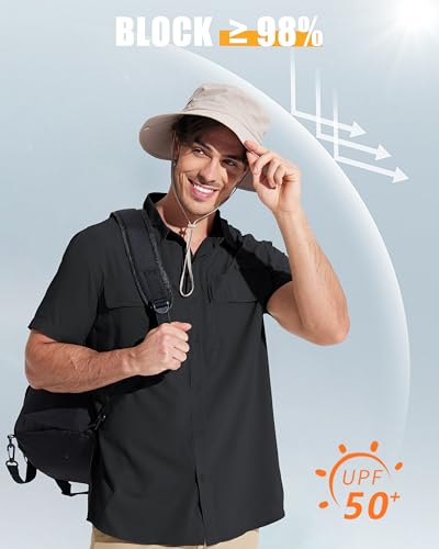 MAGCOMSEN Men's Fishing Shirts UPF 50+ Short Sleeve Sun Protection Shirts Quick Dry Cooling Button Down Shirt Hiking Safari3