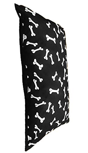 Comfy Nights Large/Extra Large Pet Dog Bed Zipped Removable & Washable Cushion Cover Only Or Cover with Cushion (Large (Cover with Cushion), Black Bone)