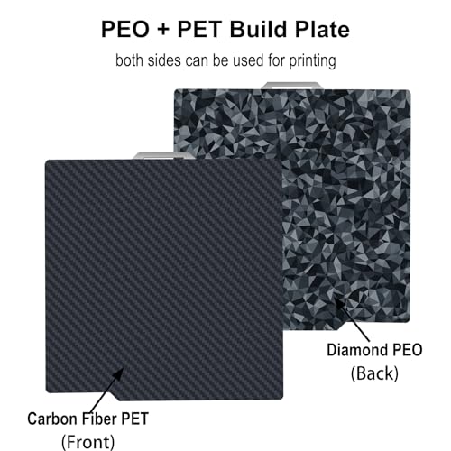 Image of 257x257mm Build Plate for Bambu Lab X2D X1C X1 X1E P1P P1S P2S A1 3D Printer, Diamond PEO + Carbon Fiber PET Good Adhesion Spring Steel Plate for Bambulab 3D Printer
