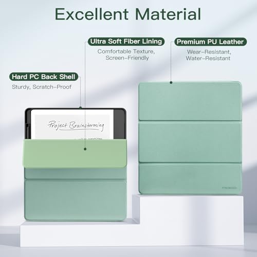 Image of MoKo Stand Case for Kindle Scribe (2024 /2022 Released) - Premium Leather Trifold Stand Cover with Pen Holder, Auto Sleep /Wake for 10.2 inch Amazon Kindle Scribe 2024 /2022, Agave Green