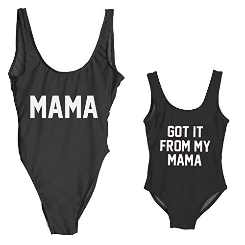 Elightvap Family Matching Mother Child Letter Print Swimsuit Monokini Women Toldder Girl One Piece Bathing Suit Swimwear