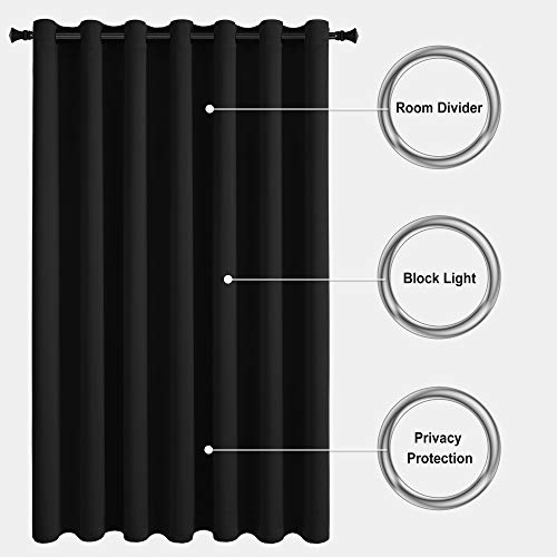 Image of DWCN Total Privacy Room Divider Blackout Curtain - Thermal Curtains for Patio Door, Living Room, Bedroom Partition and Shared Office Space, 1 Grommet Curtain Panel, 10ft Wide x 8ft Tall, Black