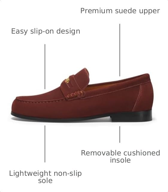 Image of Journey West Mens Genuine Leather Dress Shoes Slip on Penny Loafers for Men