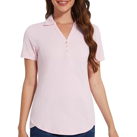 Women's Polo Shirt Short Sleeve Golf Quick Dry T Shirts UPF 50+ Athletic Casual Work Shirts Tops for Women(Light Pink,M) Cover
