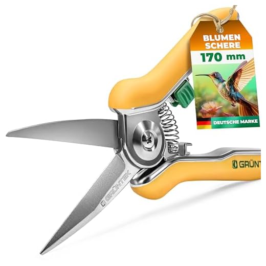 GRÜNTEK Rosen-Pflanzenschere COLIBRI 170 mm Edelstahlklingen mit Zink-Legierung Blumenschere mit Soft-Touch Ergo-Griff, Gartenschere Rosenschere Trimmerschere Bypass