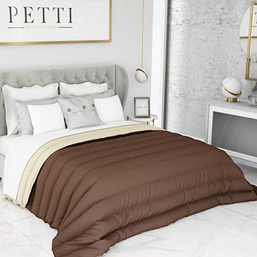 PETTI Artigiani Italiani Reversible, Nórdico de Microfibra, Antialérgico, 100% Made in Italy, Marrón, Cama 135: (Edredón 240 x 260)