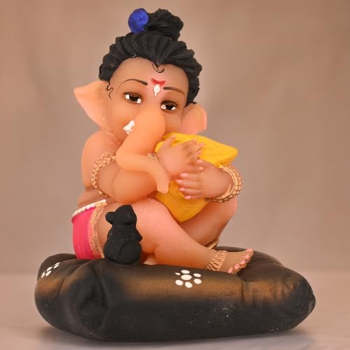 Image of KariGhar Resin Modak Ganesh Idol Perfect for Car Dashboard and House Warming Multicolor 4 inch