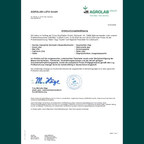Selen Tropfen flüssig 200µg | 10µg pro Tropfen | 200µg pro Tagesdosis | SEHR HOHE AUFNAHMEFÄHIGKEIT | vegan | laborgeprüft | Made in Germany