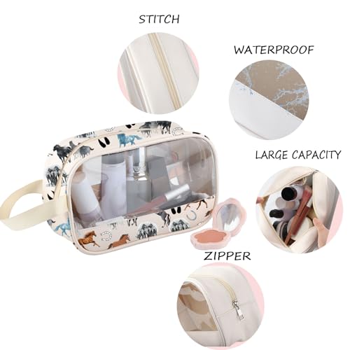 Horse Makeup Bag Horse Gifts For Horse Lovers Equestrian Gifts Cowgirl Cosmetic Bag Horses Zipper Pouch Travel Toiletry Bag3