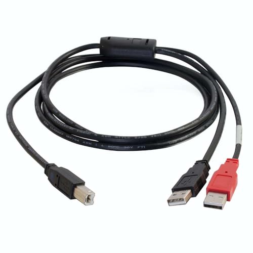 C2G USB Cable, USB 2.0 Cable, USB B Male to Two A Male Cables, USB Y Cable, 6 Feet (1.82 Meters), Black, Cables to Go 28108