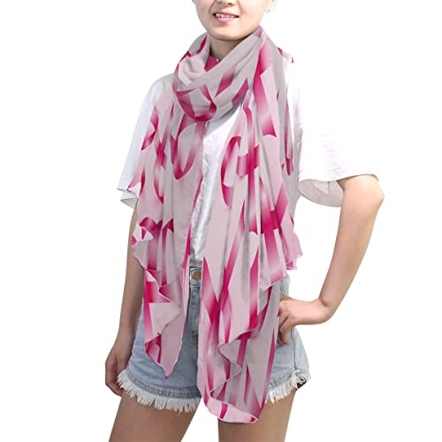 KLL Silk Scarf for Women Fashion Polyester Lightweight Soft Wrap Shawl Scarves Holiday Gifts Breast Cancer Pink Ribbons Awareness4