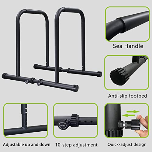 Tit Coopope Heavy Duty Adjustable Height Strength Training Dip Stands Station, Home Gym Fitness Workout Dip Bar Station,Tricep Dips, Pull-Ups, Push-Ups (Black) #TOP2