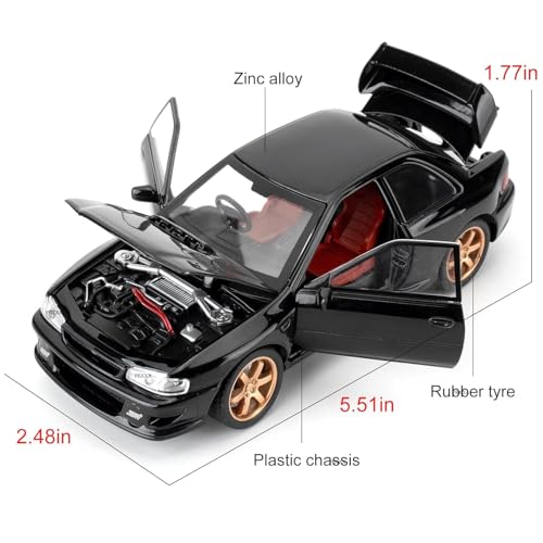 Image of FEXXA 1 /32 Compatible for Subaru Impreza WRX STI Model Car, Pull Back Diecast Collectible Car Toy with Sounds & Lights for Kids Boys Girls and Adults, Gift (Black)