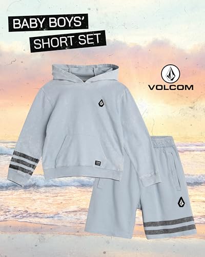 Image of Volcom Boys' Activewear Set - 2 Piece French Terry Pullover Hoodie Sweatshirt and Active Sweat Shorts for Boys (18M-7)