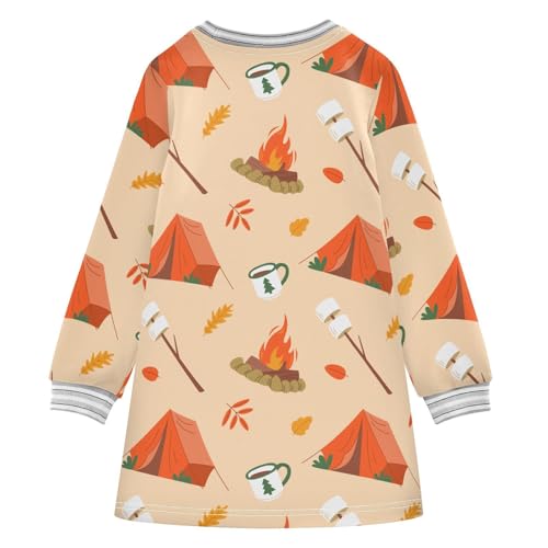 Campsite Girls Dresses Long Sleeve Sweatshirt Dress for Girls Winter Toddler Casual A Line Dresses Size 2-8T2