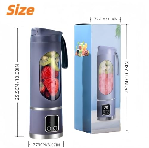 Digital Multimode Juicer Blender,500MLUSB Rechargeable.Fresh Juice Blender Portable,Suitable for Milkshakes, Smoothies, (white)