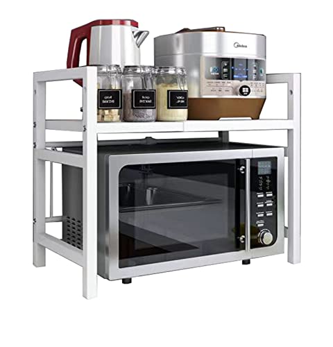 QD-WST レンジ上ラック スチールラック 幅（42-64cm）伸縮式 荷重30kg レンジ台 キッチン収納棚 棚板高さ調節可能 ホワイト 46*42*36のサムネイル