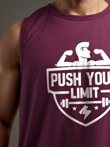 Image of CHKOKKO Sleeveless T Shirts Gym Vest for Men Workout Graphic Printed Premium Cotton Blend Tank Top for Man Running Vest Sando Gym Wear Lightweight Breathable Casual Summer Wear Boys