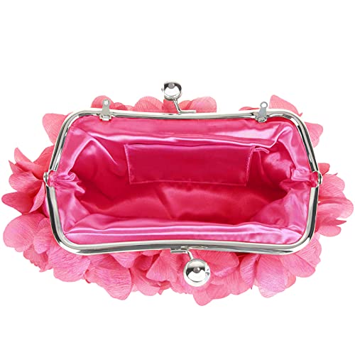 JAMBHALA Bolsas Clutch para noite com apliques florais pequenas bolsas de mão para mulheres, Rosa ch