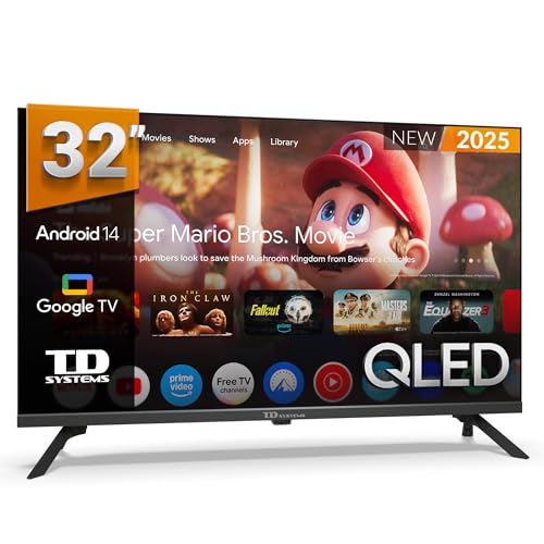 TD Systems - Smart TV 32 Pouces QLED, Android 14 GTV, télévision TNT HD, modèle 2025, téléviseur avec 2 Ans de Garantie - PRIME32K21GLQ