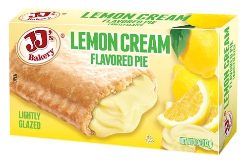 JJ's Bakery Lemon Cream Pie Snack Pies, Individual Dessert, Fresh-Baked, Nut-Free, Kosher Parve, 4 Oz Each (Pack of 12)