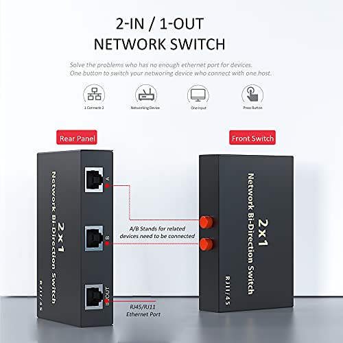Rj45 Network Switch Selector 2X1 Ethernet Rj45 Network Switch Splitter Selector Box 100M/1000M #TOP1