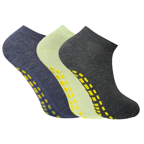 Image of Socks For Women | Cotton Anti-Skid Ankle length Socks for Gym, Yoga, jogging and running | Free Size | Pack of 3 Pairs, Multicolor