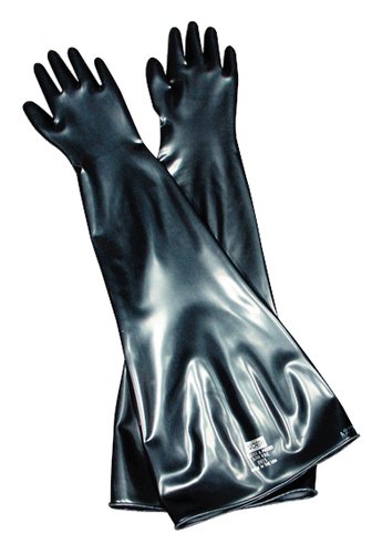 Honeywell Butyl, 8'' Dia Cuff, 15 mil, 32'' Length, Ambidextrous. Available in Sizes 9Q (9 3/4), 10H (10 1/2) 8B1532A/9Q