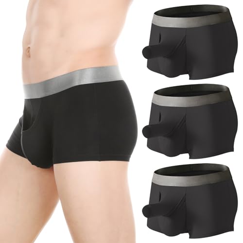 Men's Underwear Separated Pouch Modal Boxer Briefs Elephant Nose Turnks Tagless Boxers