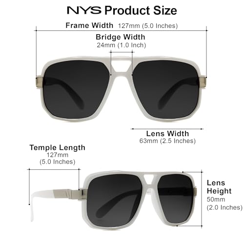 NYS Collection Oversized Square Aviator Sunglasses for Men & Women - Retro Trendy Design, 100% UV Protection4