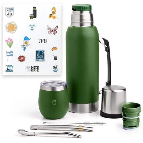 BARGRIN Kit Mate Argentino - Mate Argentino - Kit Mate - Yerba Mate - Mate Bombilla - Productos Argentinos - Verde