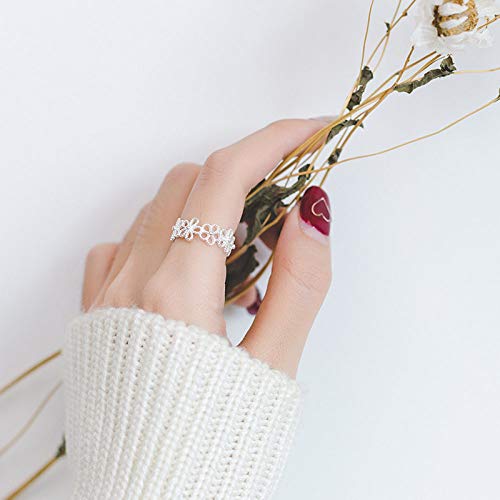 Bague ajustable fleur pour doigts sensibles anneau ouvert de mariage - 4