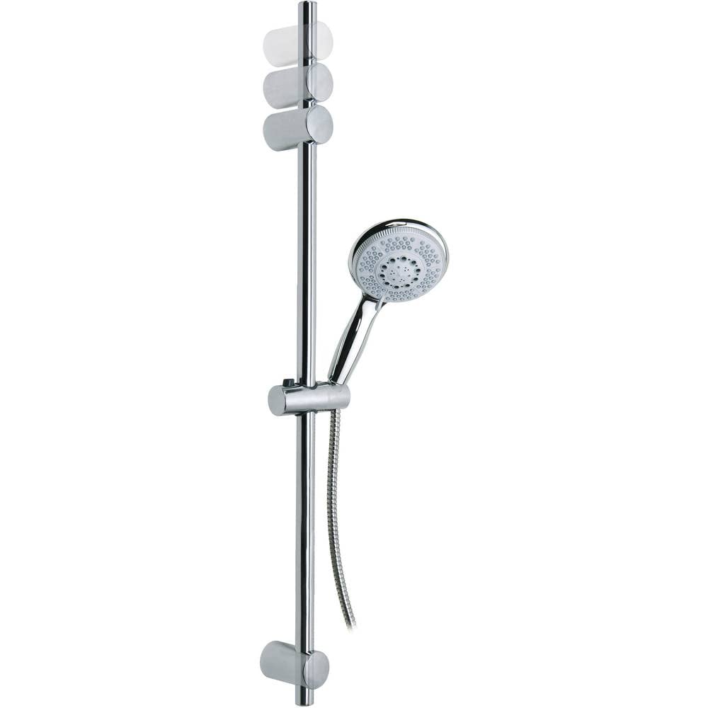 tesa SPAA zestaw prysznicowy: drążek, wąż, słuchawka pod prysznic – samoprzylepna armatura prysznicowa – bez wiercenia – chromowany metal – 90 cm