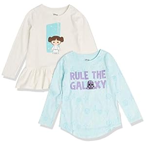Amazon Essentials Disney | Star Wars | Frozen Mädchen Tunika-Shirts mit Langen Ärmeln, 2er-Pack