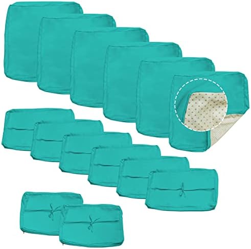 Bextile Outdoor Patio Cushion Covers Replacement, 14 Piece Outdoor Cushion Slipcovers, Water-Resistant Patio Furniture Cushion Covers with Zipper (C)