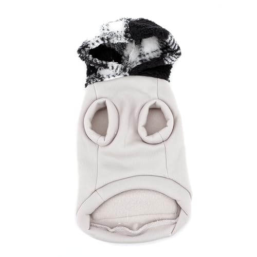 Zunea Hunde-Sweatshirt, Kapuzenjacke für kleine Hunde, Kapuzenmantel mit Leinen-Ring, weich, warm, für Herbst und Winter, Welpenkleidung mit Tasche, kaltes Wetter, Chihuahua-Bekleidung, Grau, Größe XS