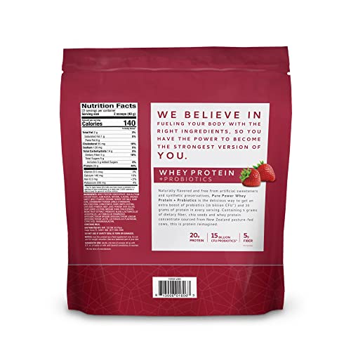 Dr. Mercola Pure Power Whey Gusset, Strawberry, 22 Servings (1 Lb 15 Oz), Non Gmo, Gluten Free, Soy Free #TOP1